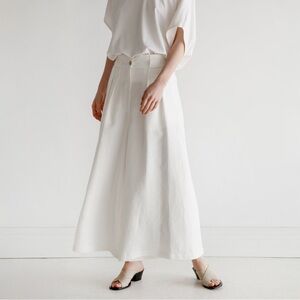 Dusan Tailored Wide Leg Palazzo Pants - White Linen - 38 0 XS - $950 La Garconne